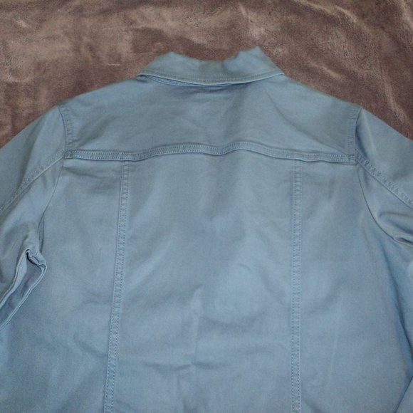 Susan Graver Women's Small Jacket Coat Cotton  Blue Unlined - Picture 7 of 8